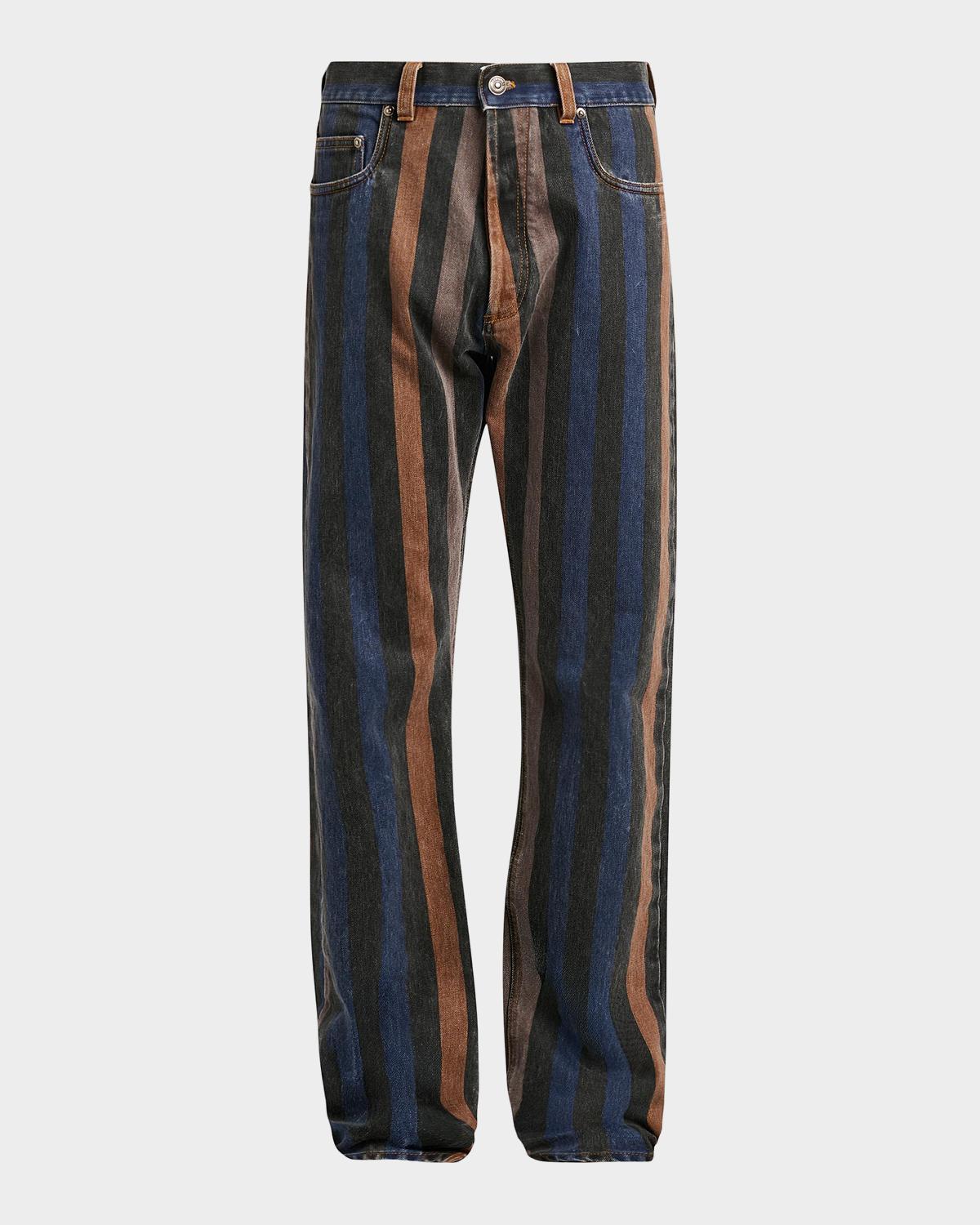 Men & apos;s Striped Cotton Straight-Leg Jeans