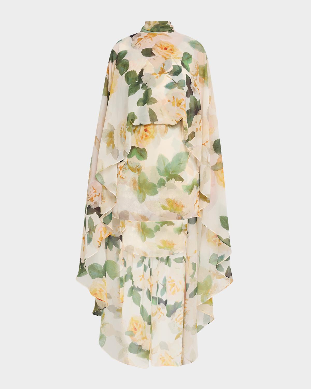 Ungaro Fiona Draped Floral-Print Mini Dress