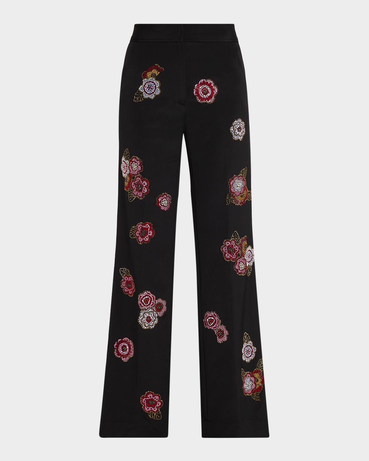 Libertine Colette Embellished Wide-Leg Silk Pants