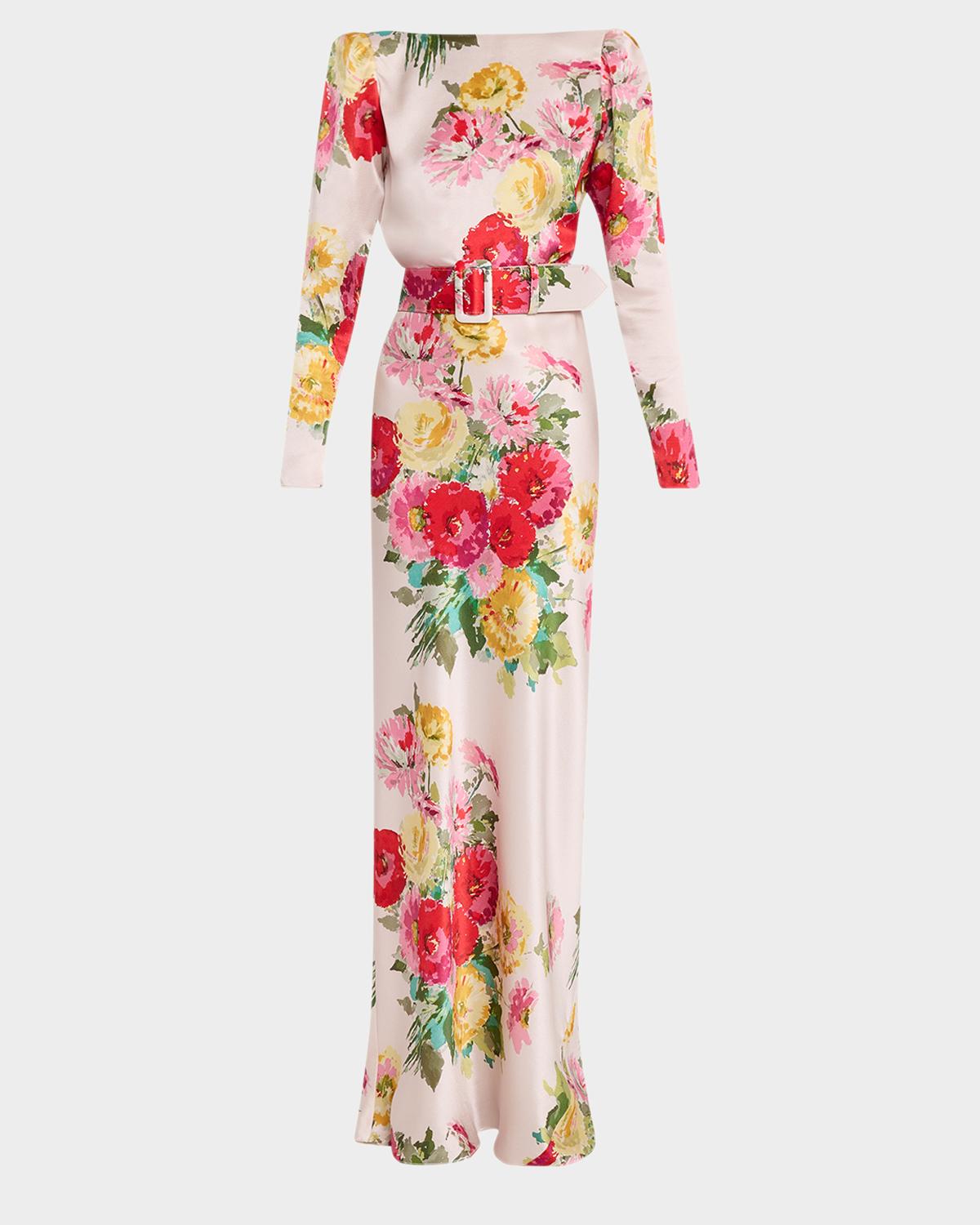 Libertine Pat Nixon Silk Belted Low-Back Column Gown