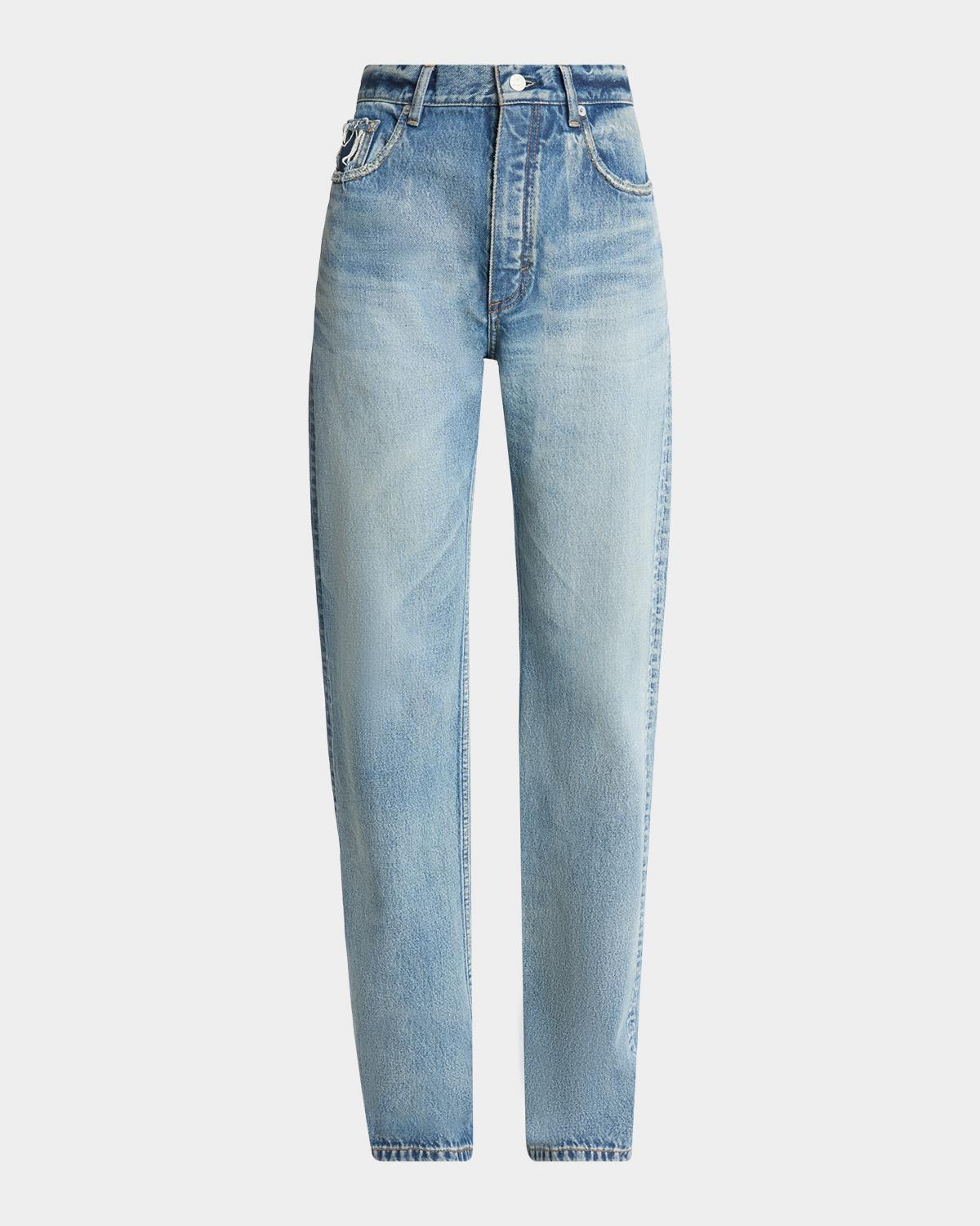 ALAÏA High-Rise Straight-Leg Denim Pants