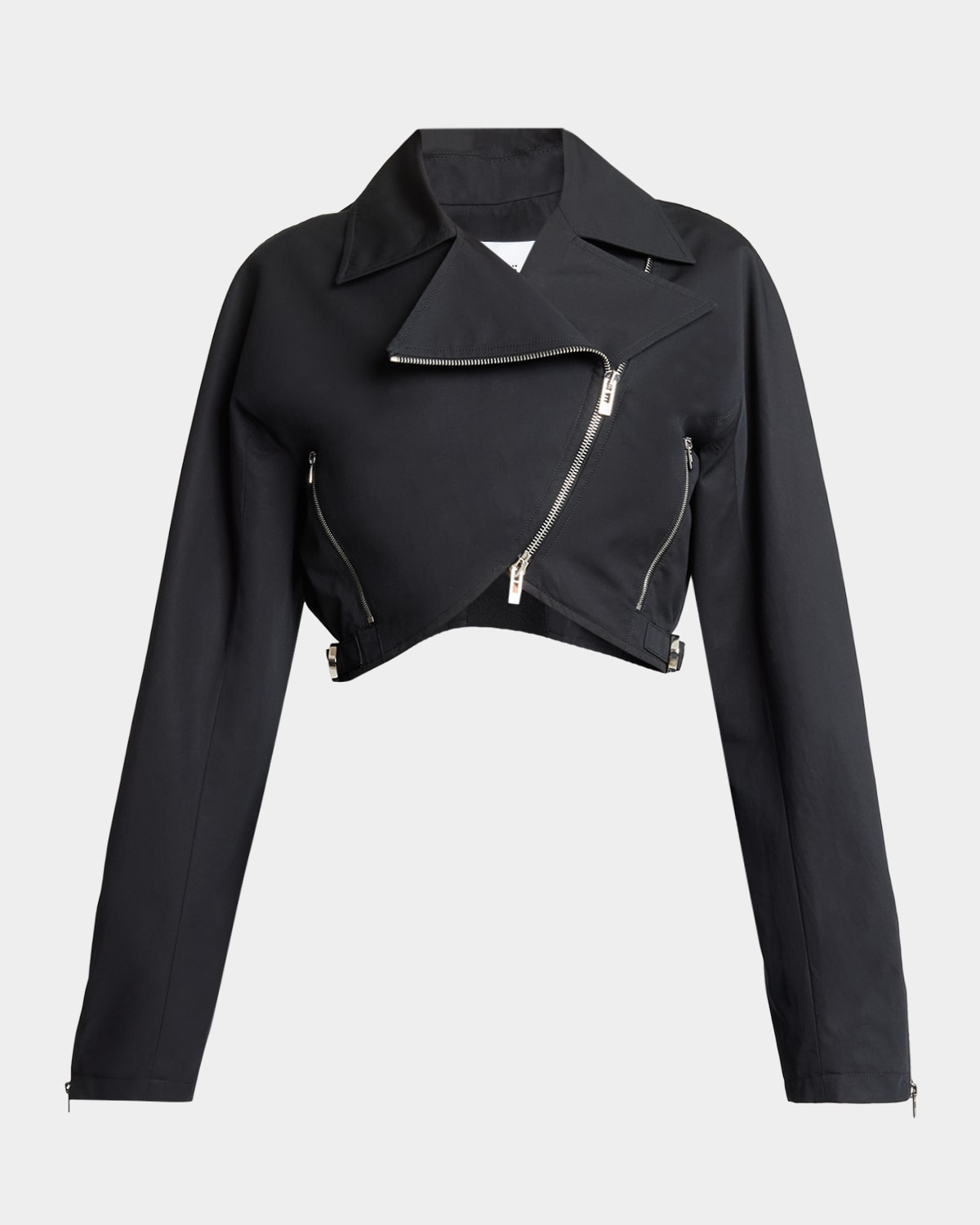 Alaïa Cropped Cotton Poplin Biker Jacket In Multi