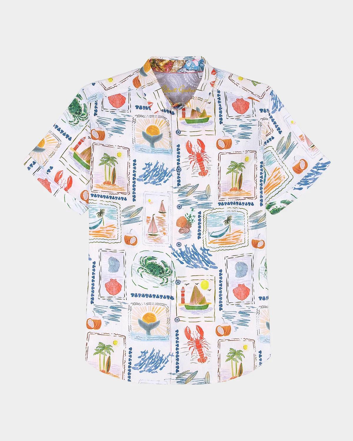 Robert Graham Men's Isla Vista Textured-Cotton Short-Sleeve Shirt