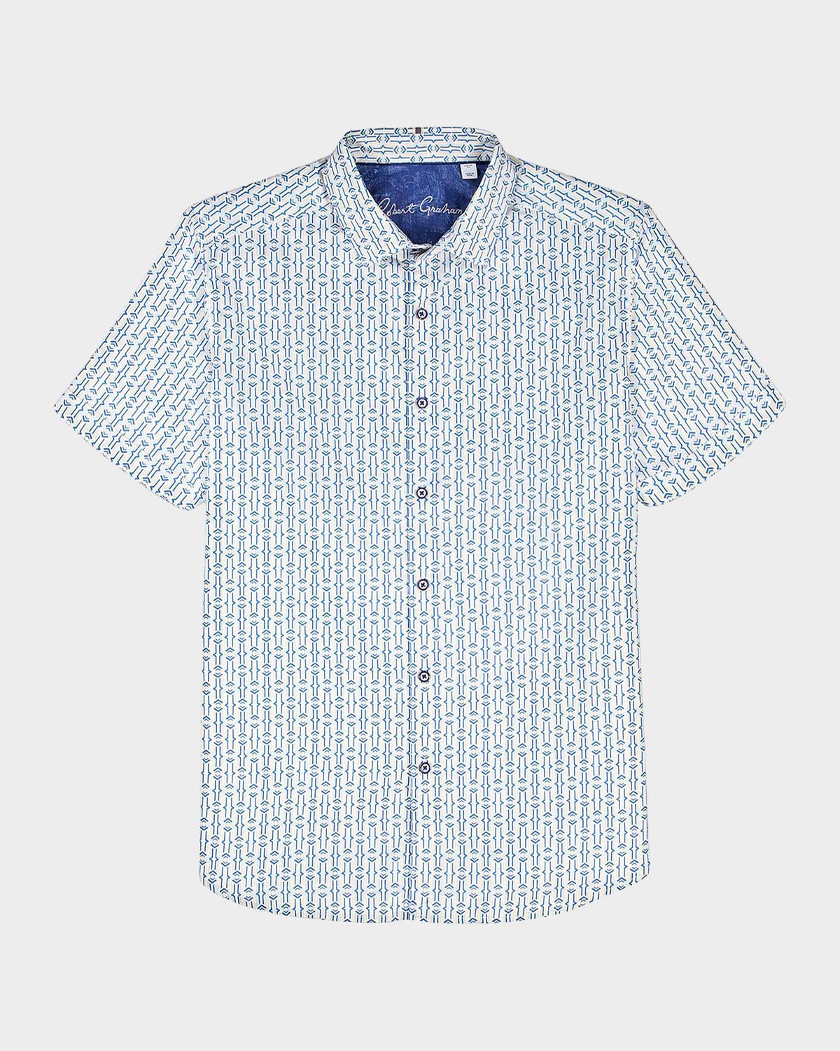 Robert Graham Napier Printed Short-Sleeve Stretch-Cotton Shirt