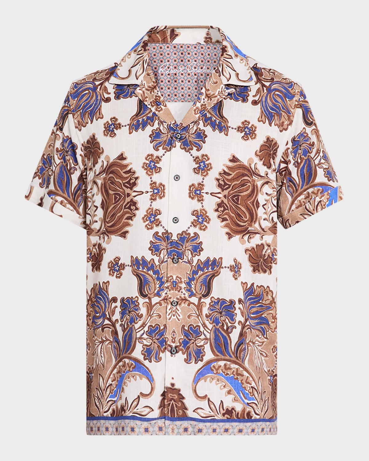 Robert Graham Men's Dunbridge Printed Cotton-Linen Camp Shirt