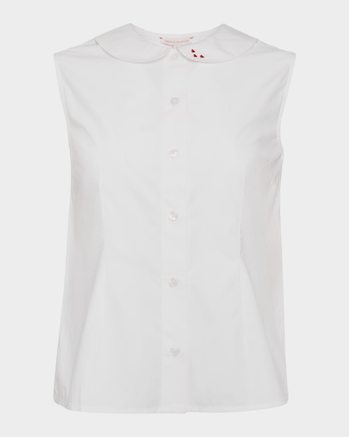 Frances Valentine Louise Heart-Embroidered Cotton Top