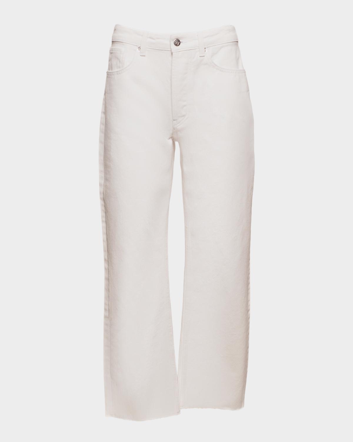 Frances Valentine Andy Cropped Frayed-Hem Cotton Denim Jeans