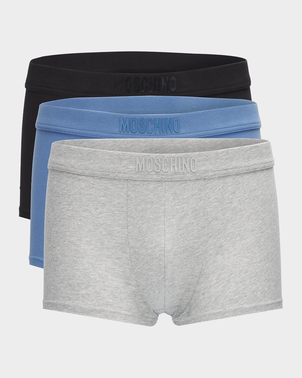 Moschino Men's Tonal Logo Stretch-Jersey Trunk Brief 3-Pack