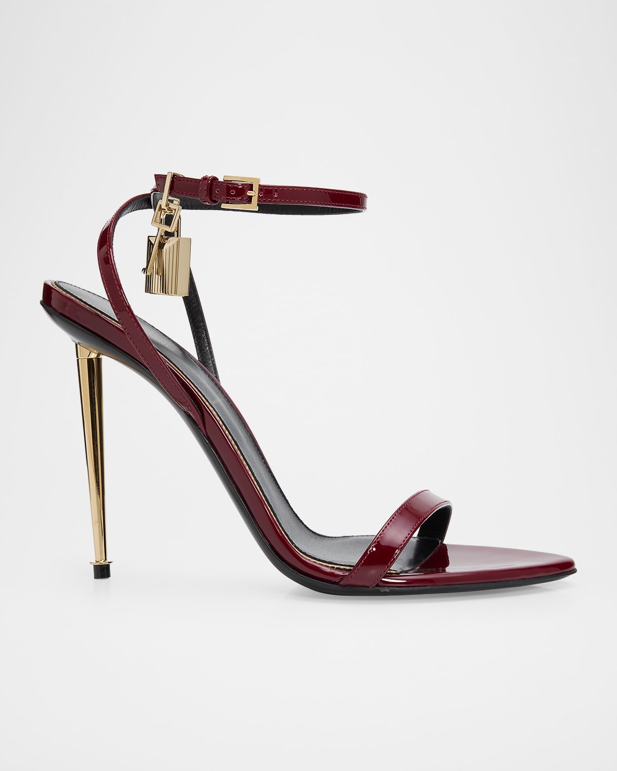 Tom Ford 105mm Lock Patent Leather Ankle-strap Sandals In Ruby Red