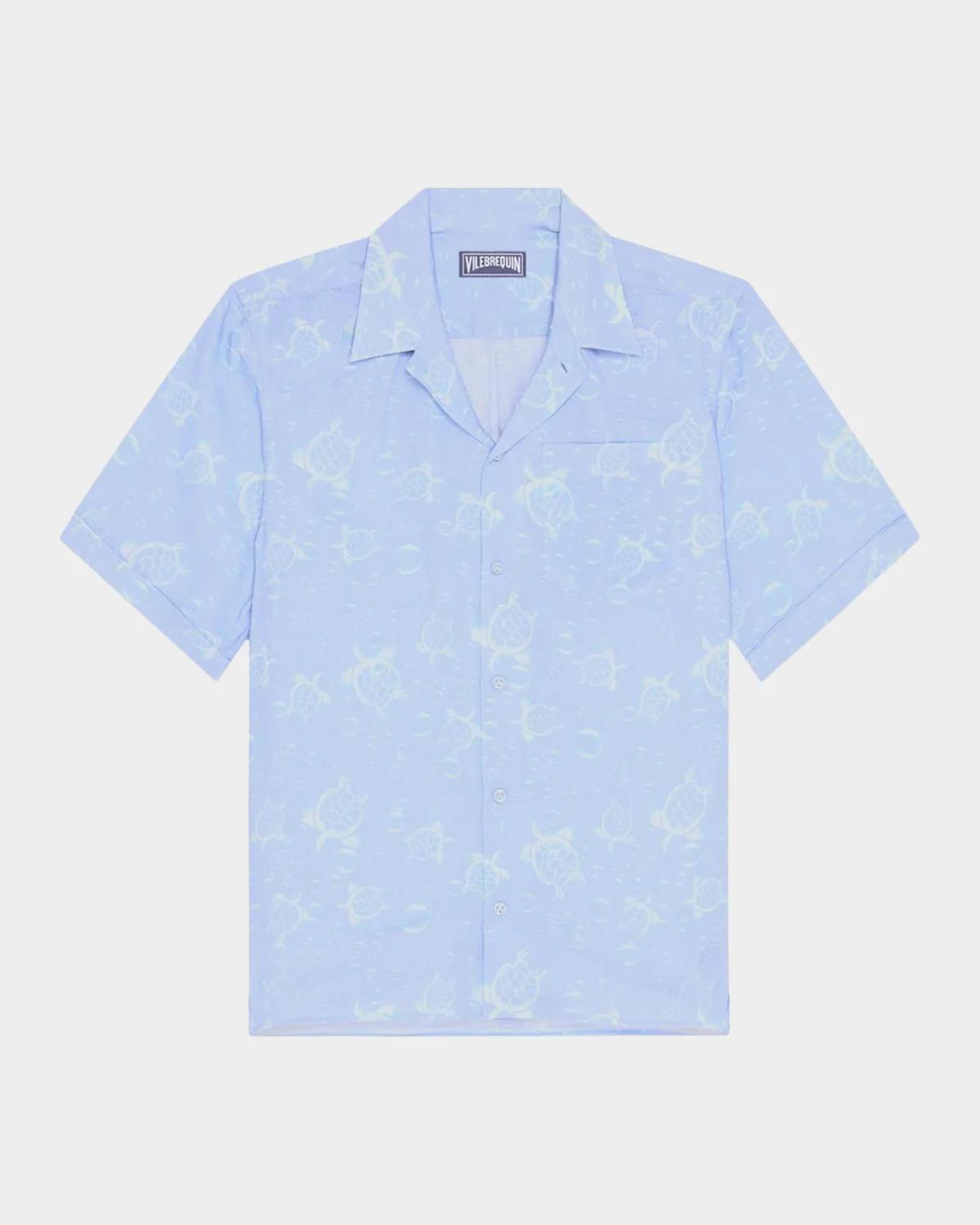 Vilebrequin Men's Bubble Turtles Linen Short-Sleeve Shirt