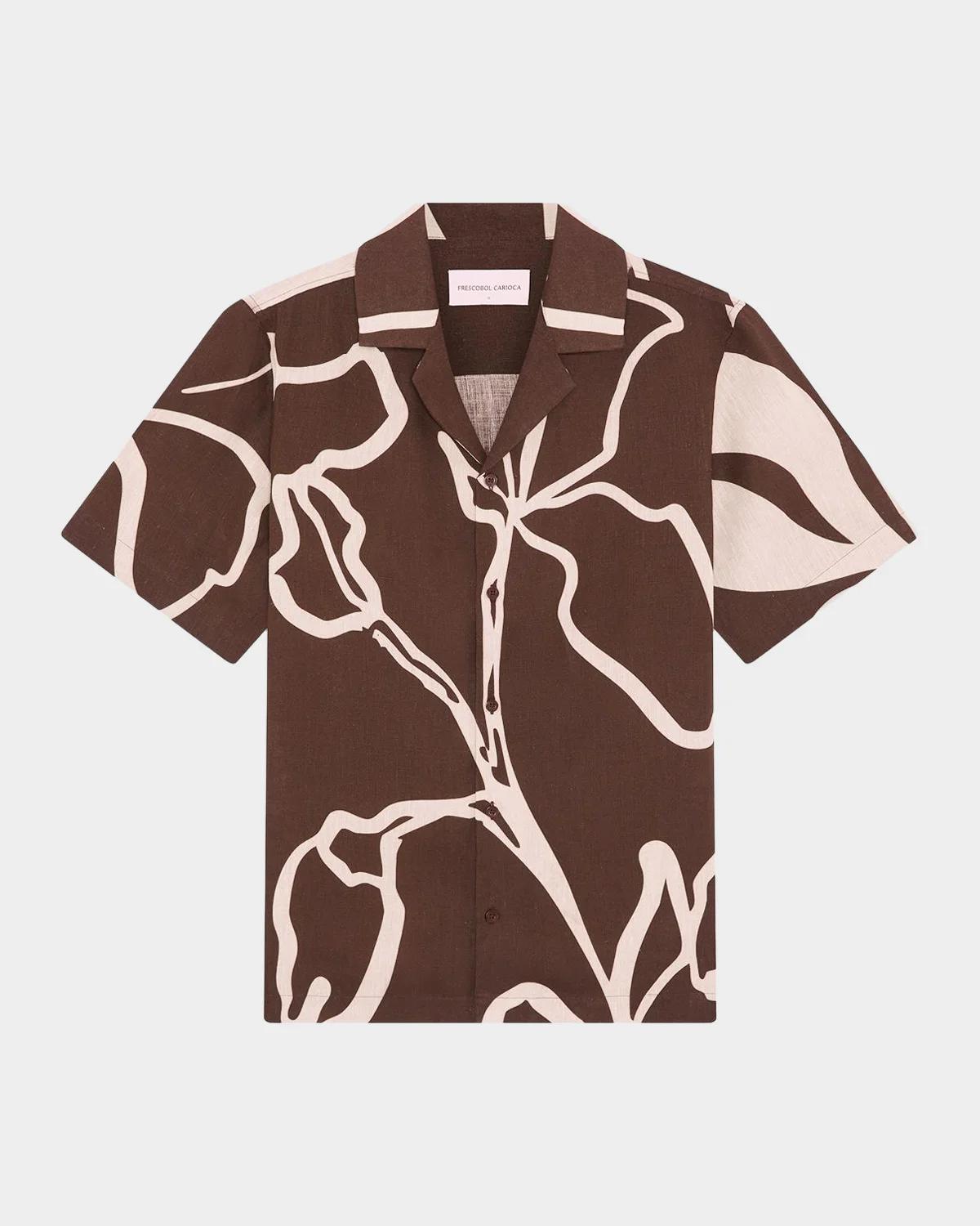 Frescobol Carioca Men's Roberto Floral-Print Linen Shirt