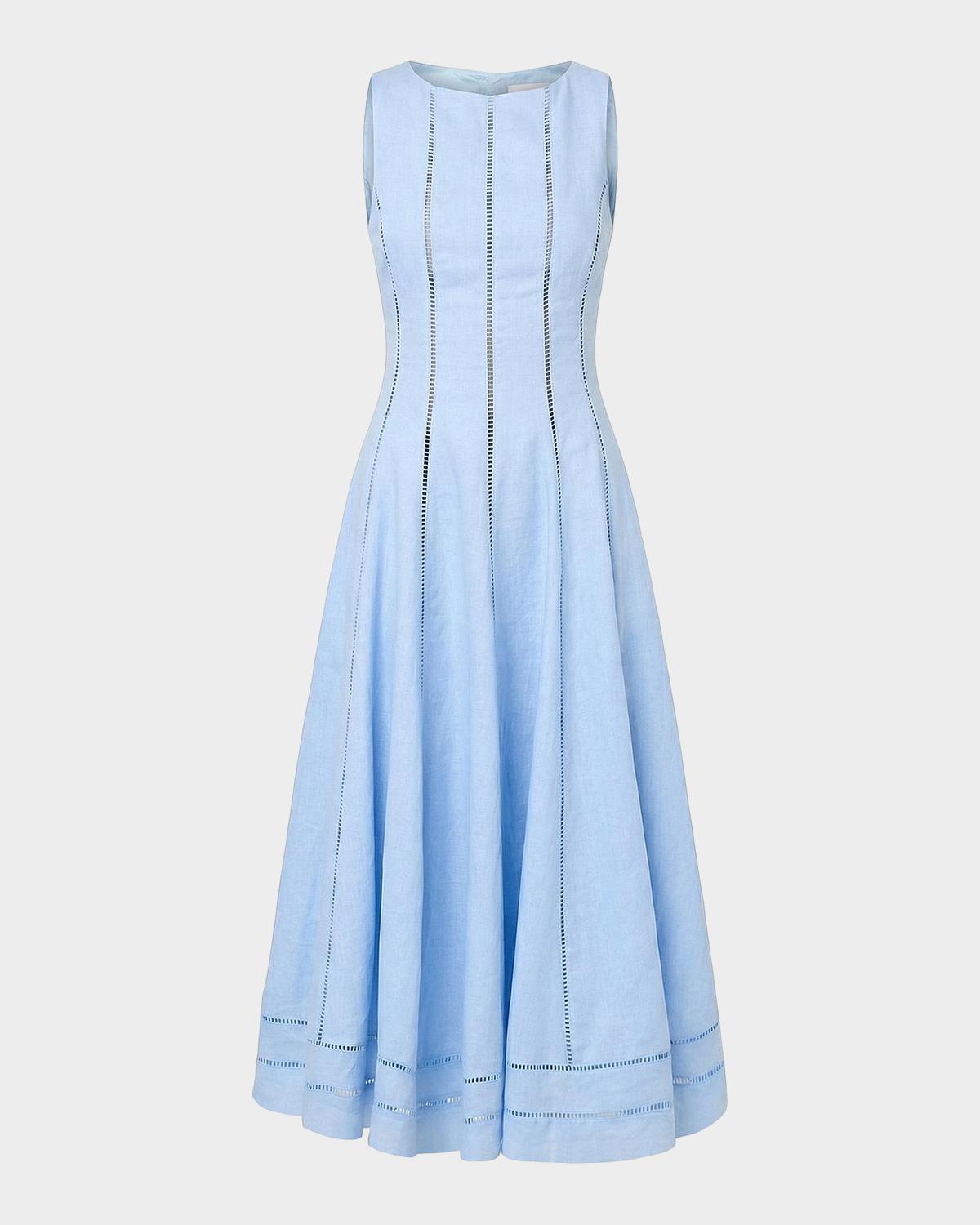 NICHOLAS Lark Linen Lattice-Trim Midi Dress