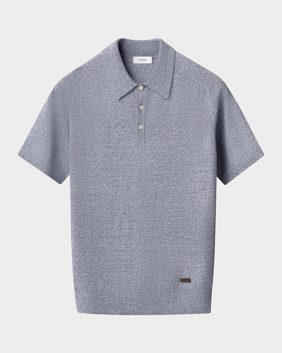Eton Linen-Cotton Fine Knit Polo Shirt