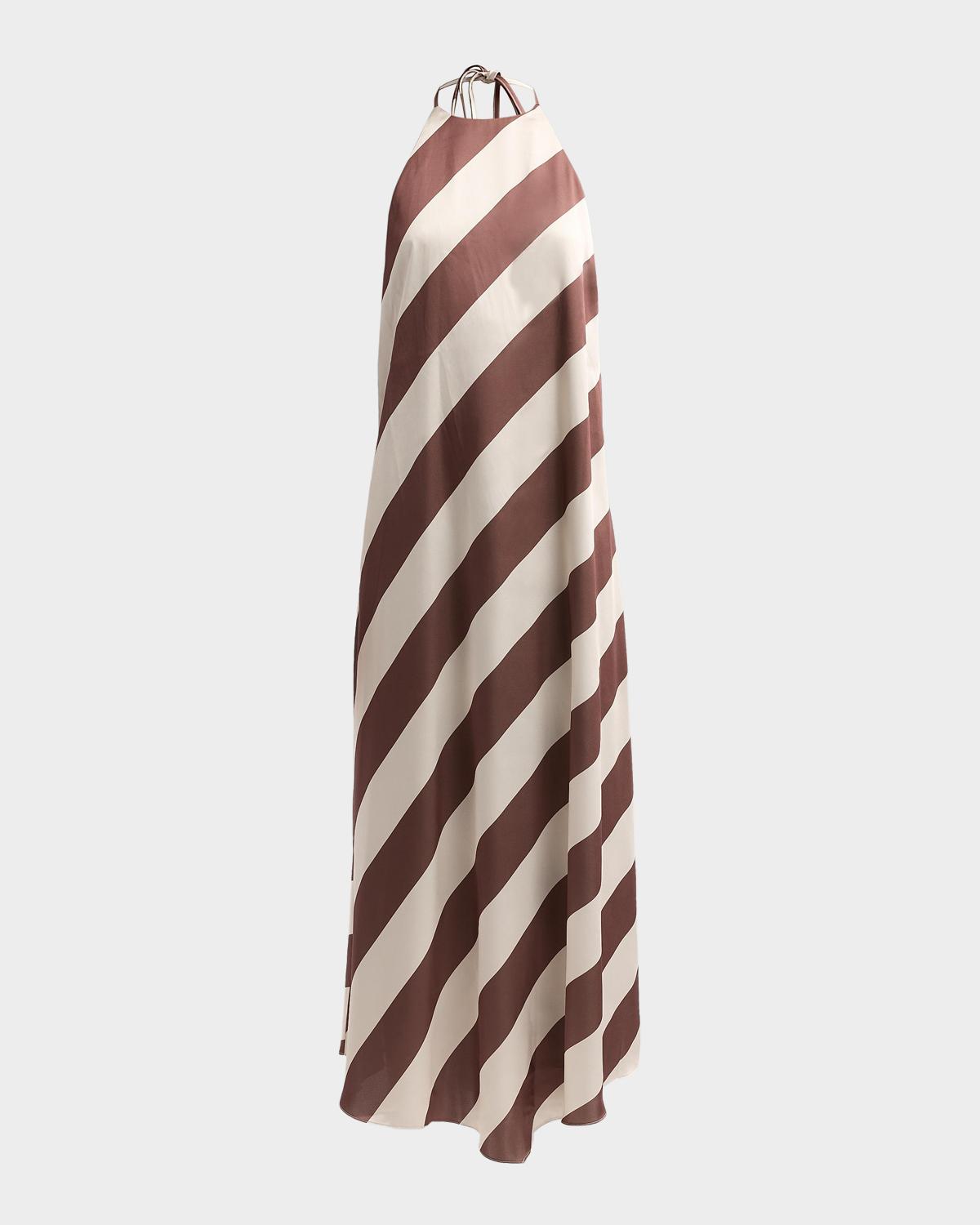 SEROYA Marci Striped Open-Back Midi Dress