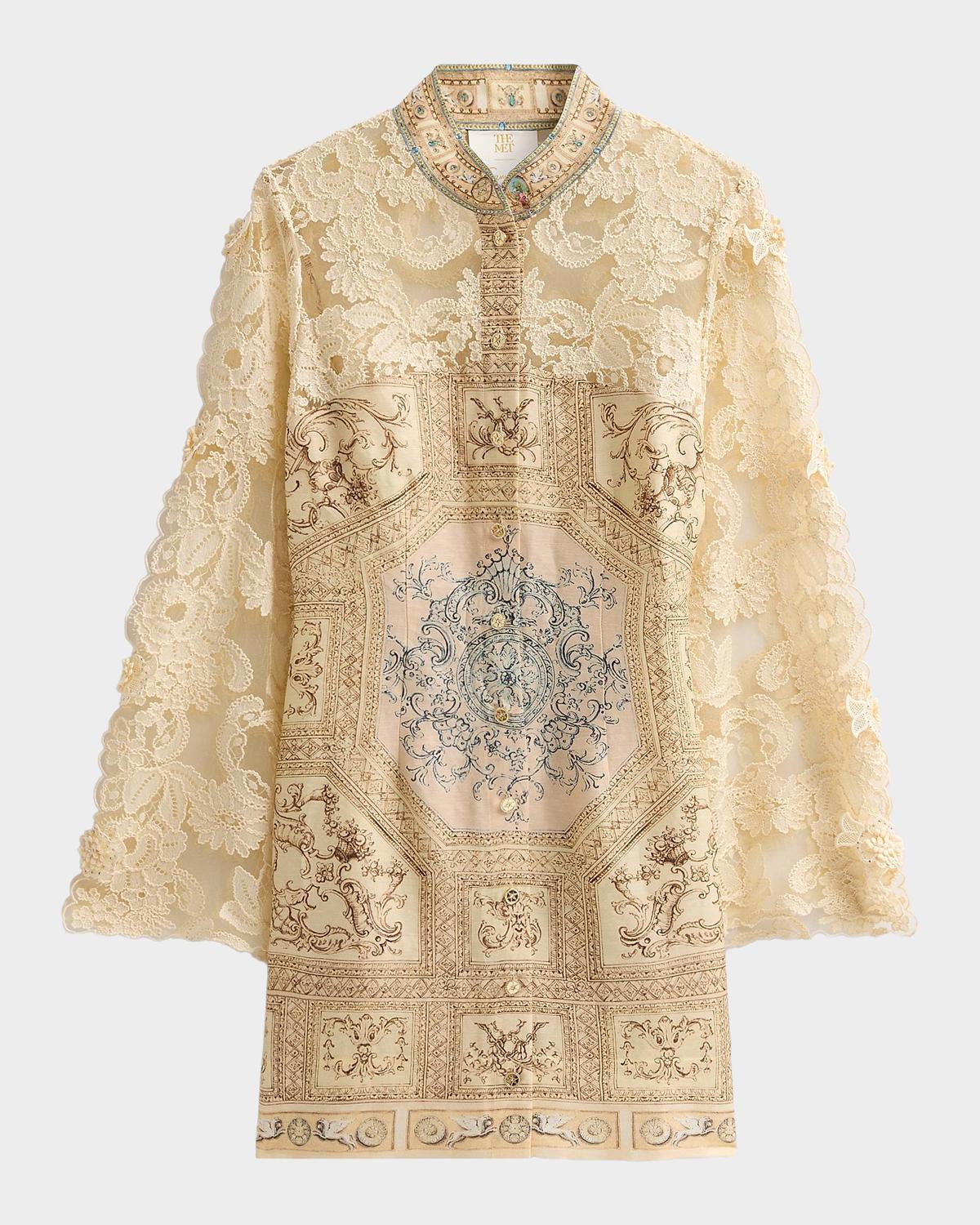 Camilla x MET Mixed-Media Lace Mini Dress