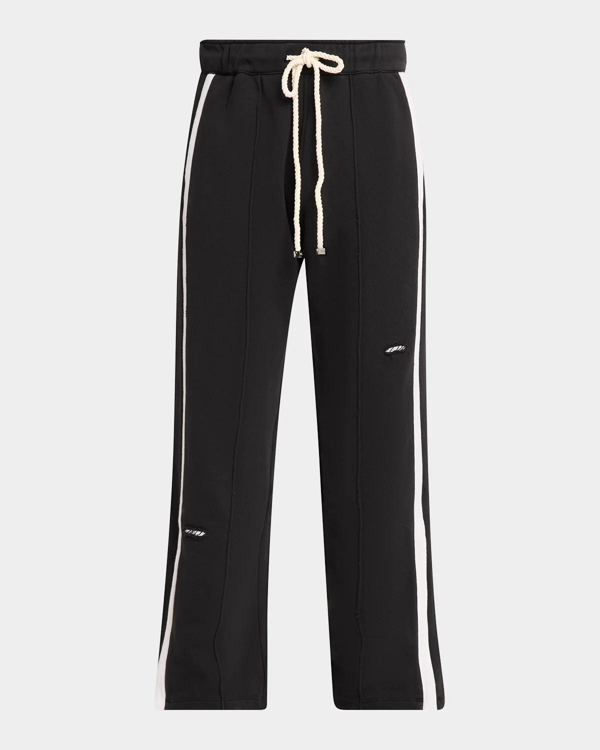 NAHMIAS Repaired Cotton Wide-Leg Track Pants