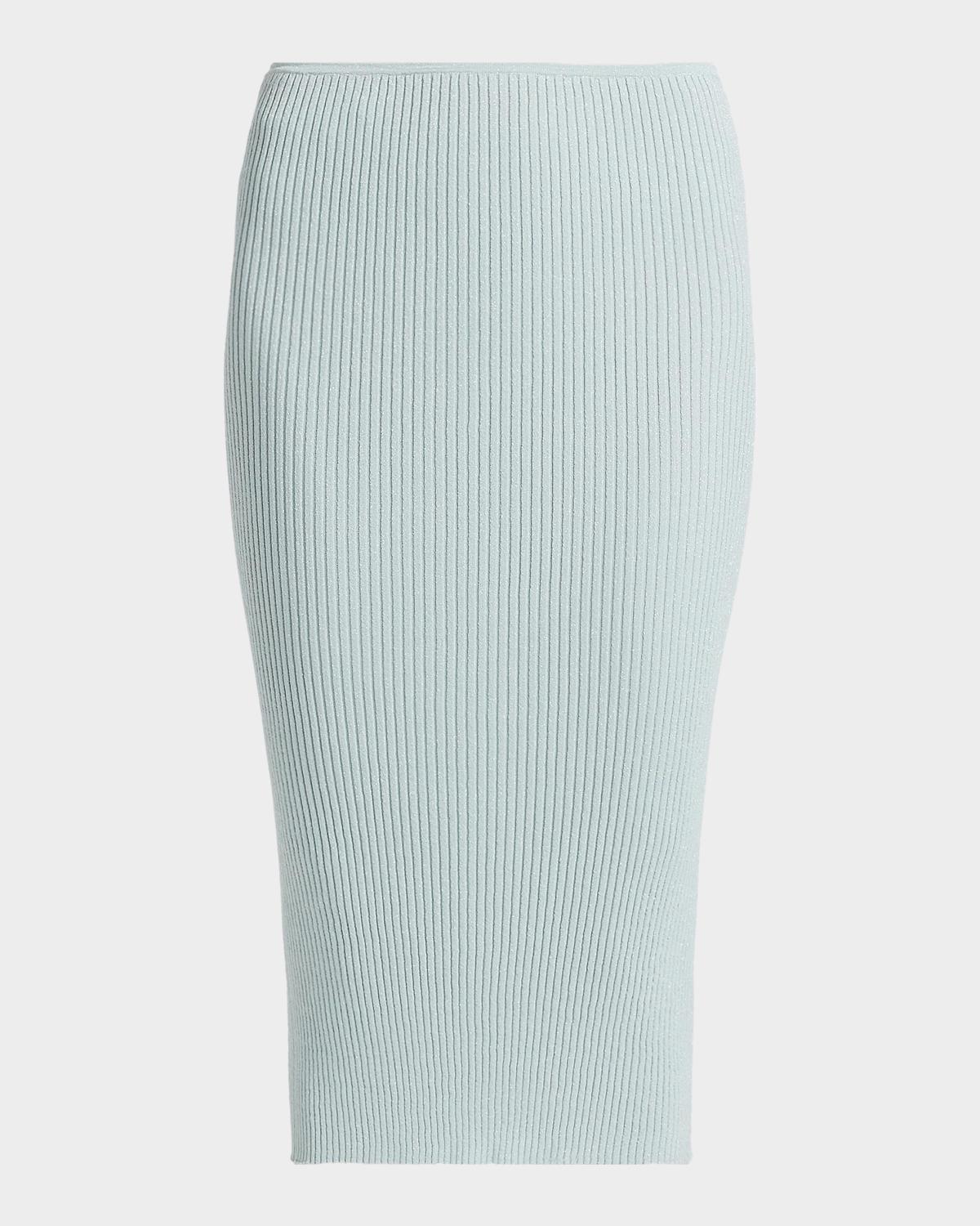 LESET Blake Rib-Knit Pencil Midi Skirt