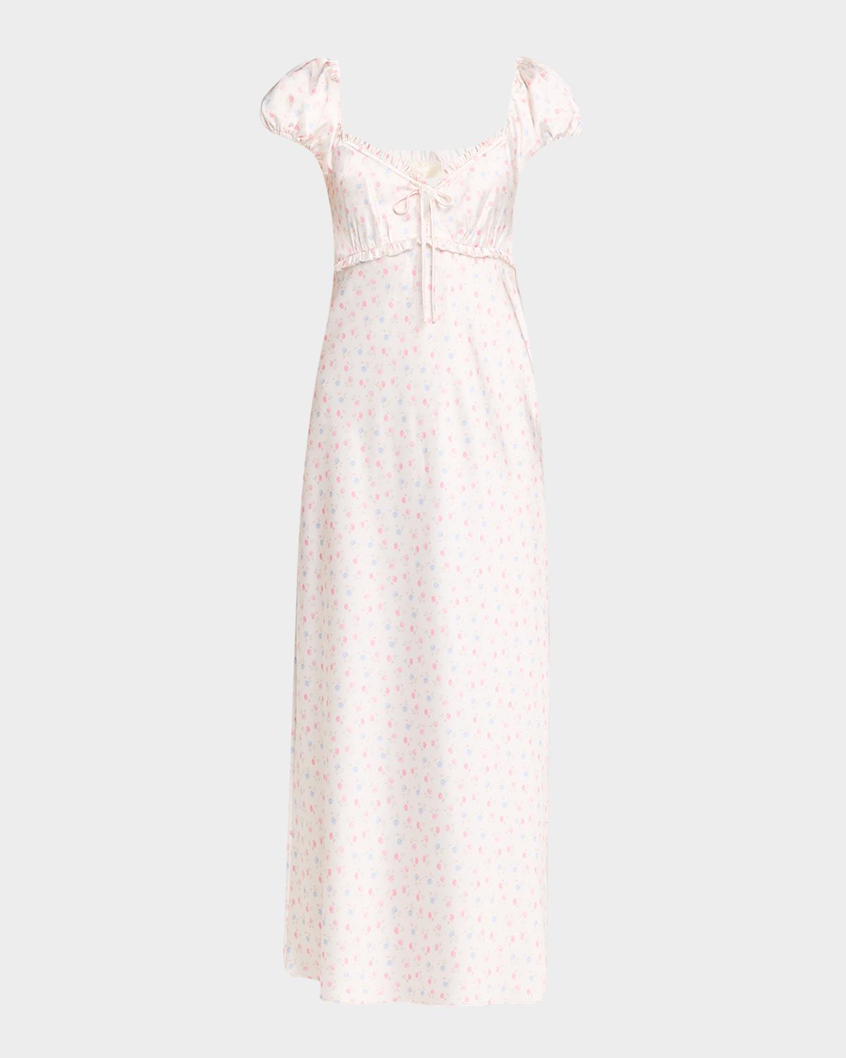 LoveShackFancy Epone Floral Puff-Sleeve Maxi Dress