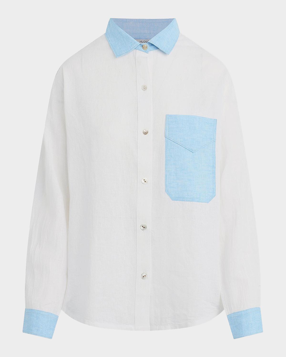 Hudson Oversized Linen Button-Front Shirt