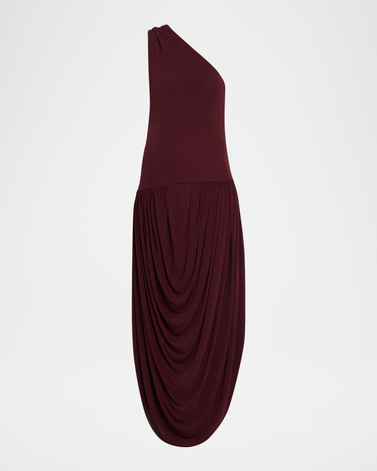 Brandon Maxwell Mila Draped One-Shoulder Maxi Dress