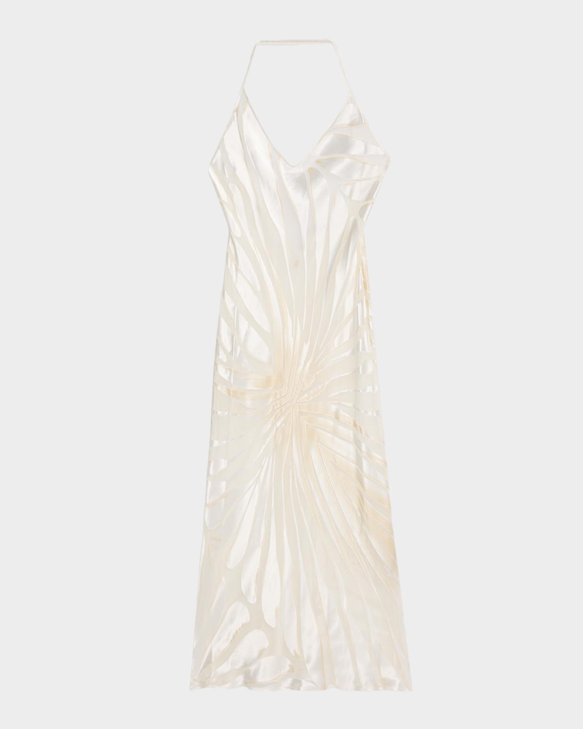 Roberto Cavalli Sleeveless Ray Devoré Backless Midi Slip Dress