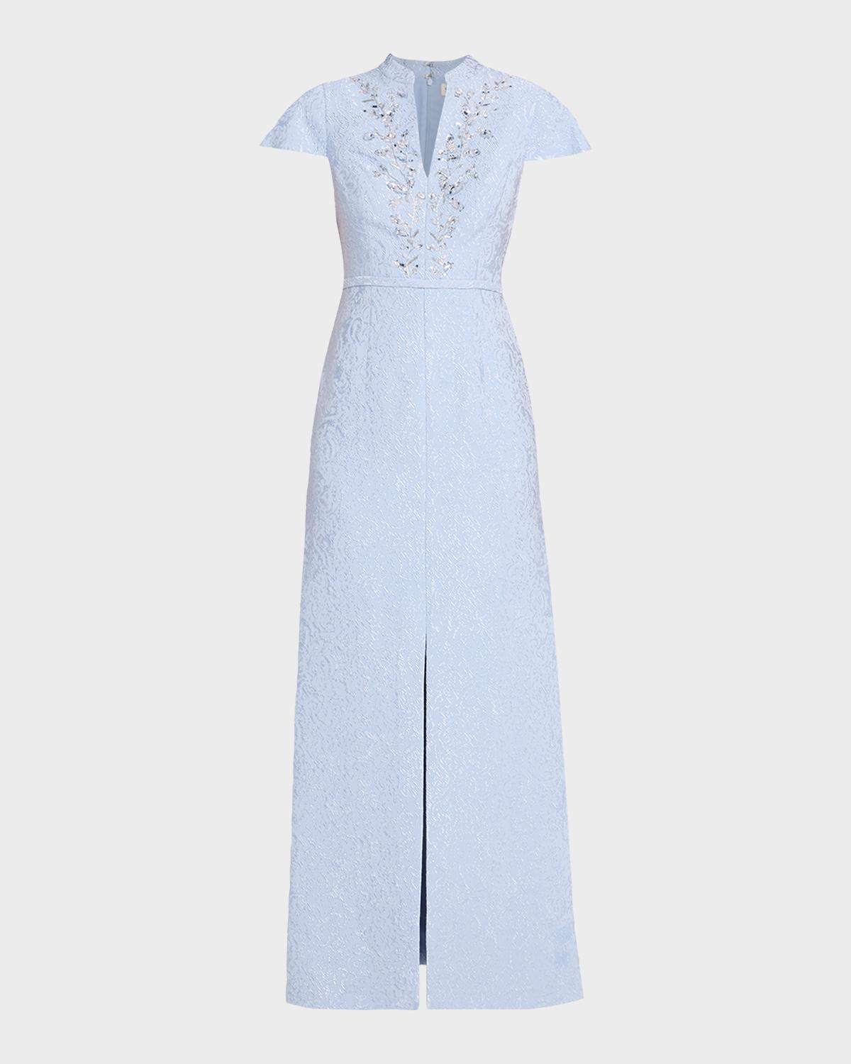 SACHIN BABI Charlotte Beaded Metallic Jacquard Gown