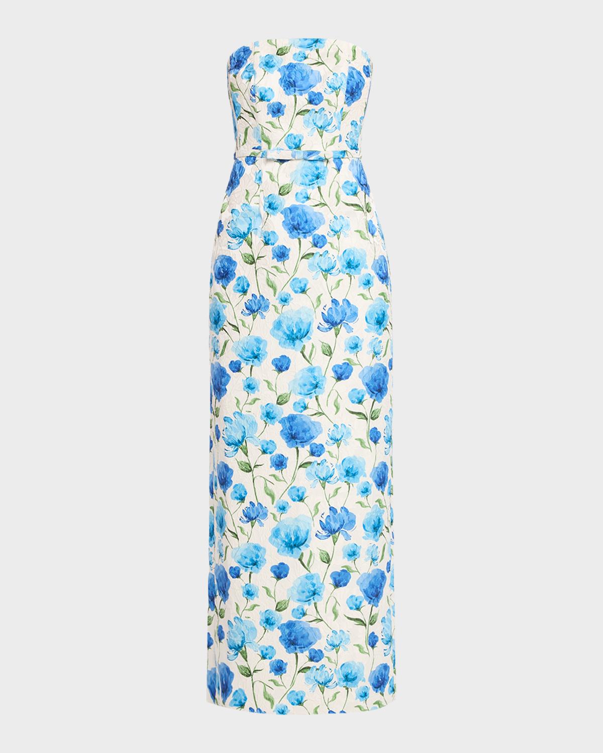 SACHIN BABI Sophia Strapless Floral Cloque Column Gown