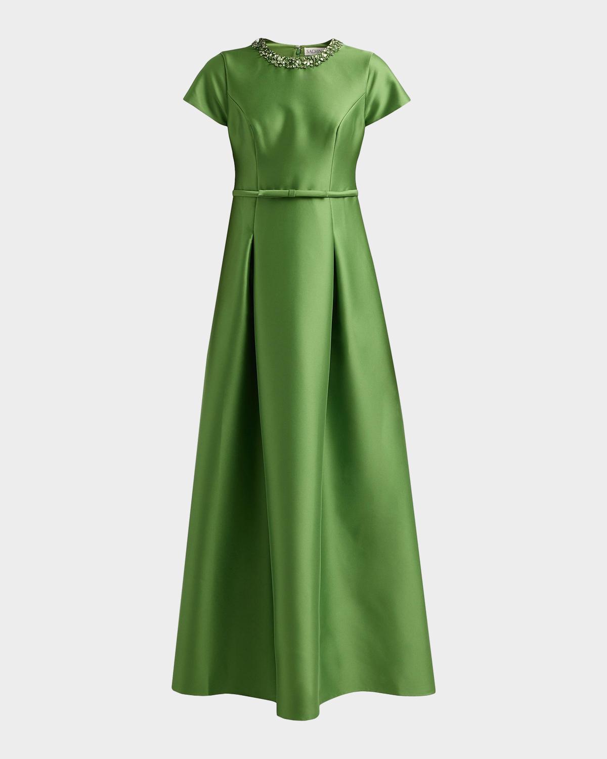 SACHIN BABI Blythe Embellished-Neck A-Line Gown