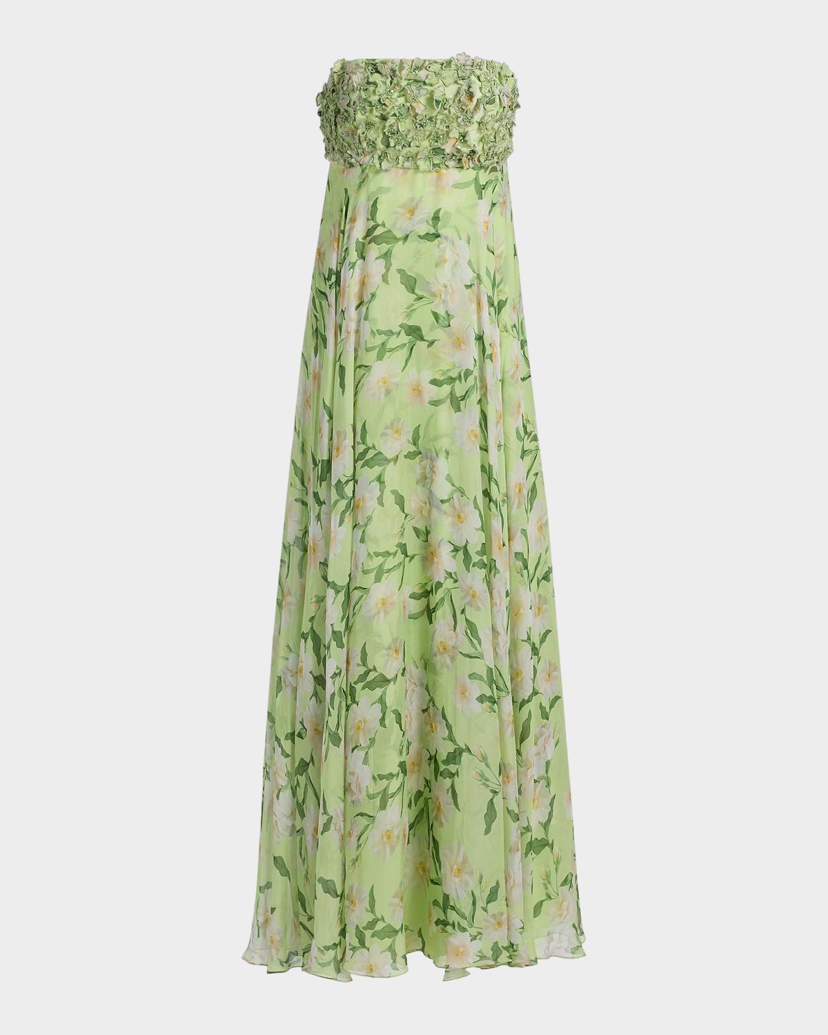 SACHIN BABI Ames Floral Embellished Strapless Gown