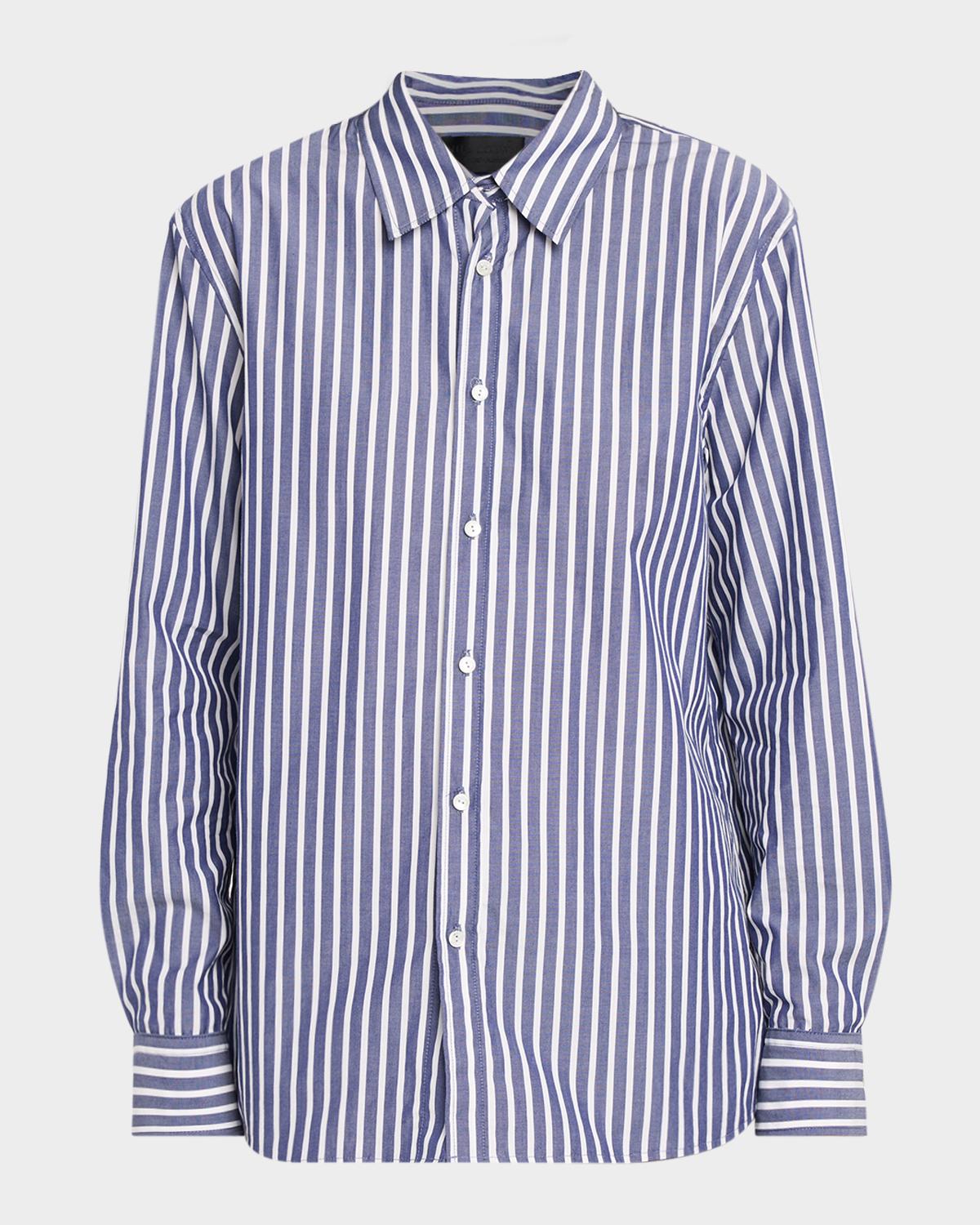 Nili Lotan Raphael Striped Cotton Poplin Classic Shirt