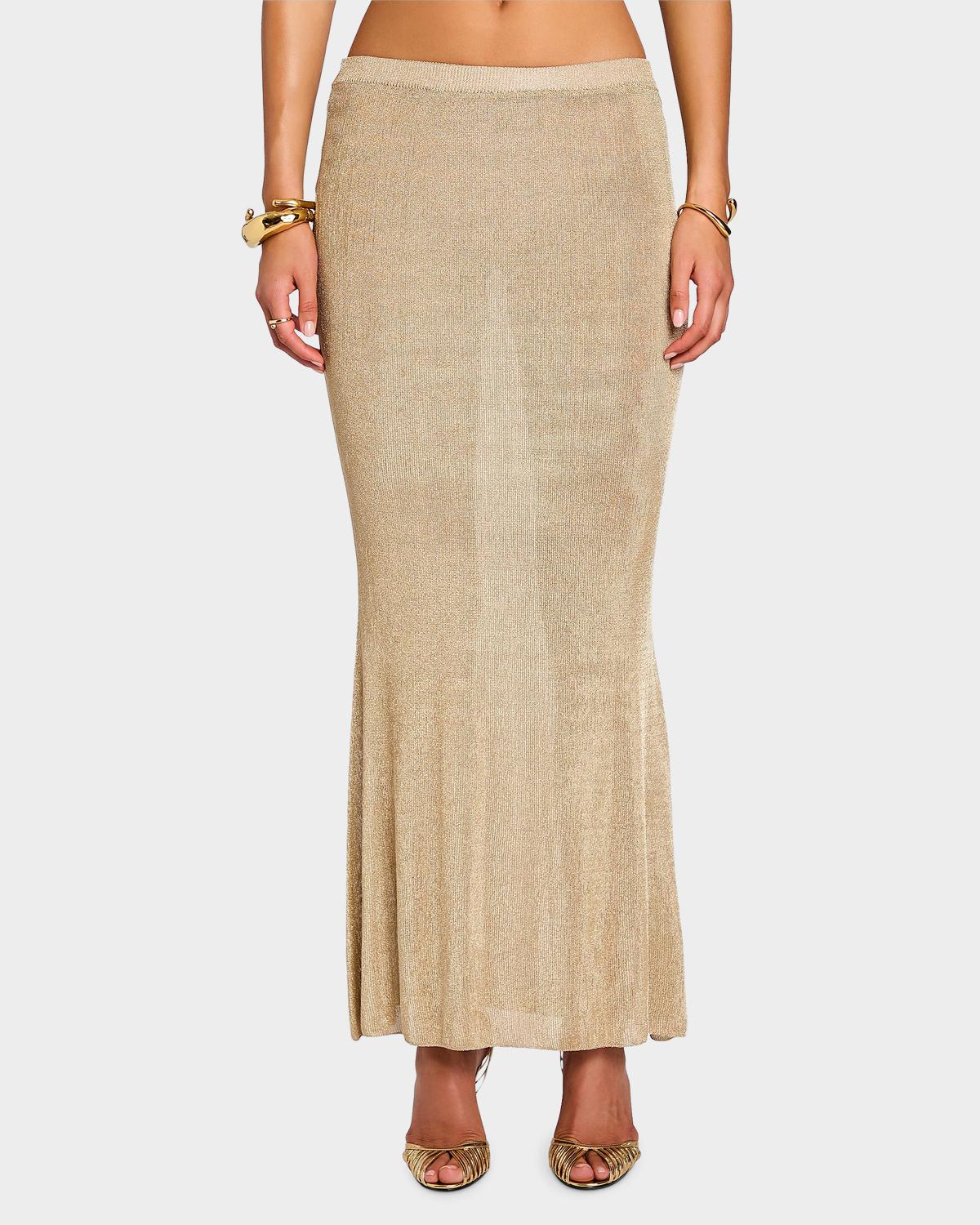 SEROYA Harmony Metallic Knit Maxi Skirt