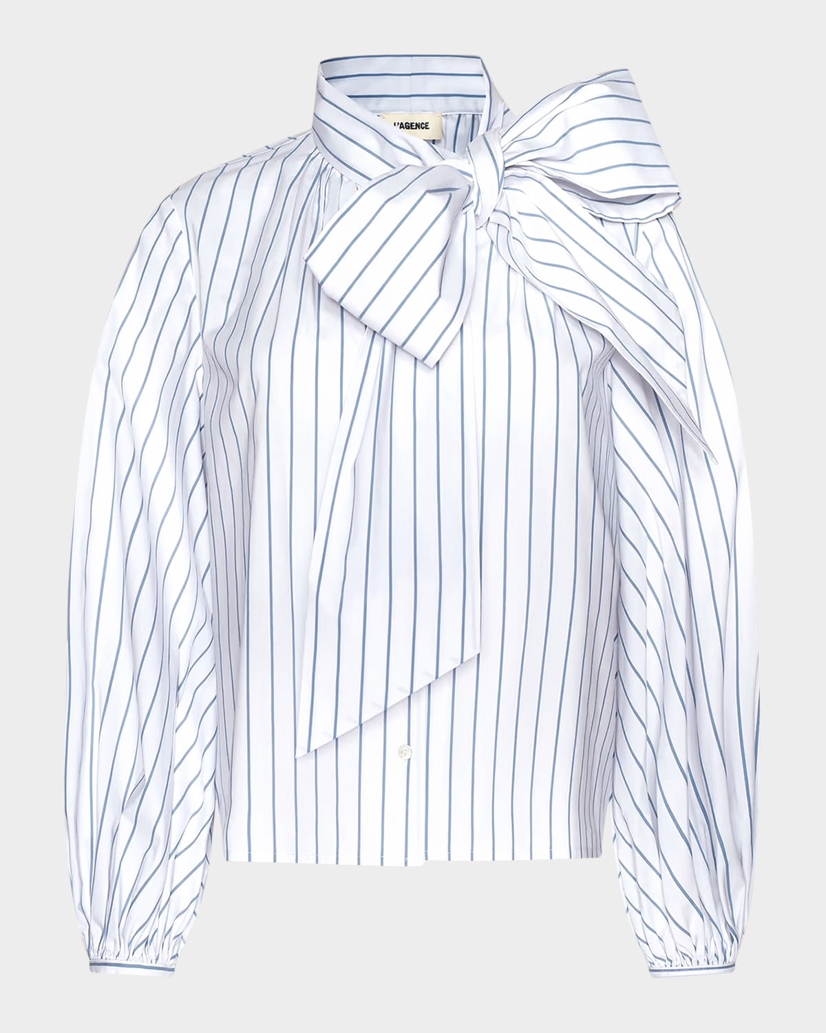 Deon Striped Tie-Neck Blouse