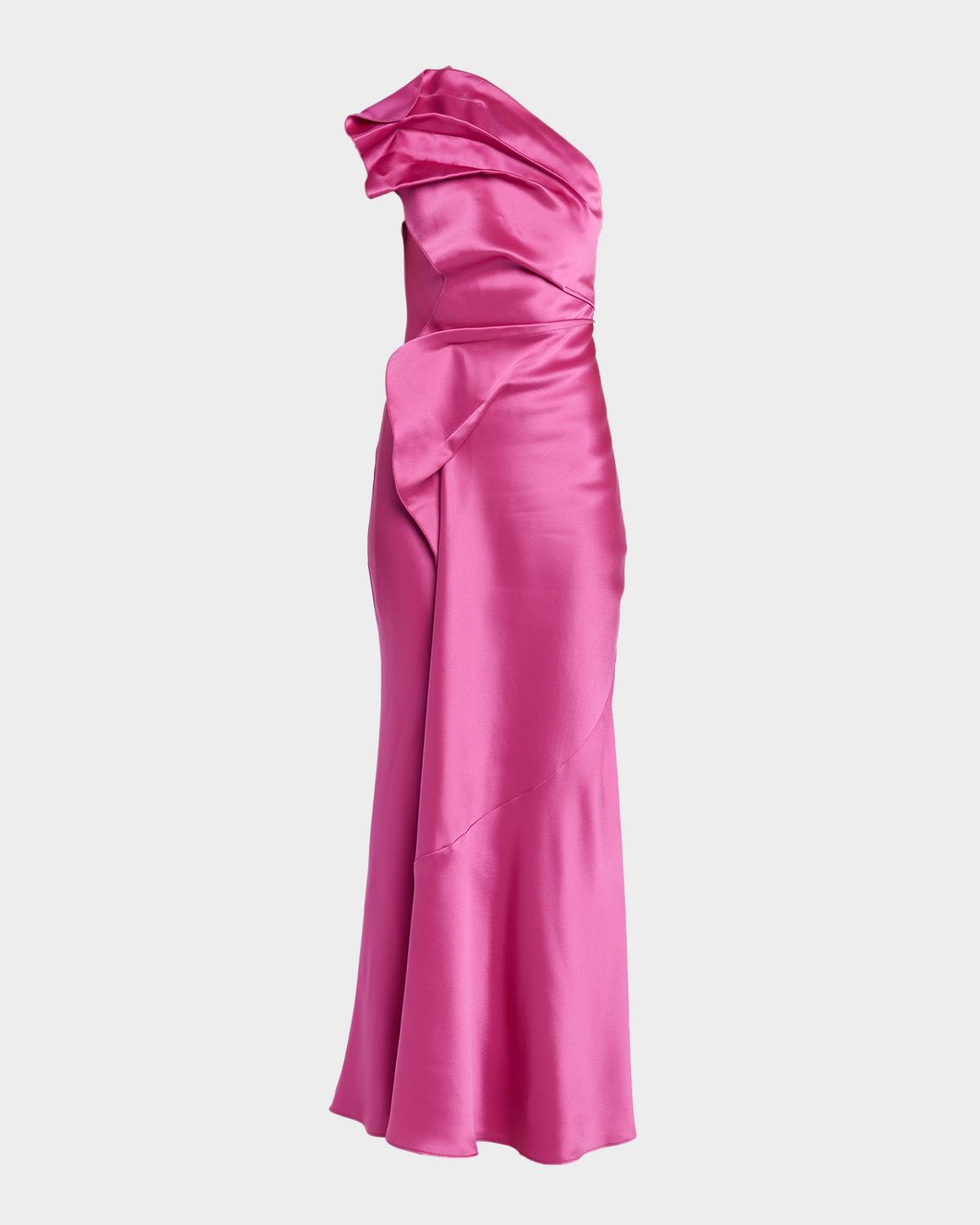 Acler Werona Satin One-Shoulder Gown