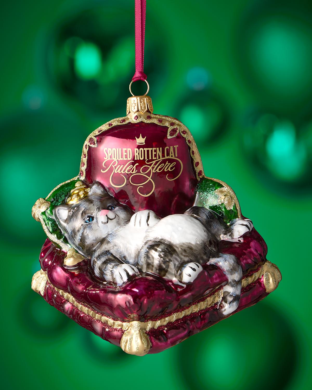 Spoiled Rotten Cat Christmas Ornament