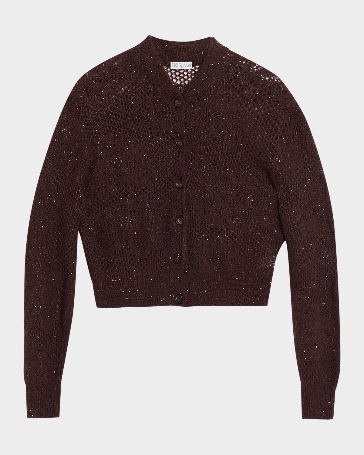 Brunello Cucinelli Glam-Knit Paillette Mesh Cardigan