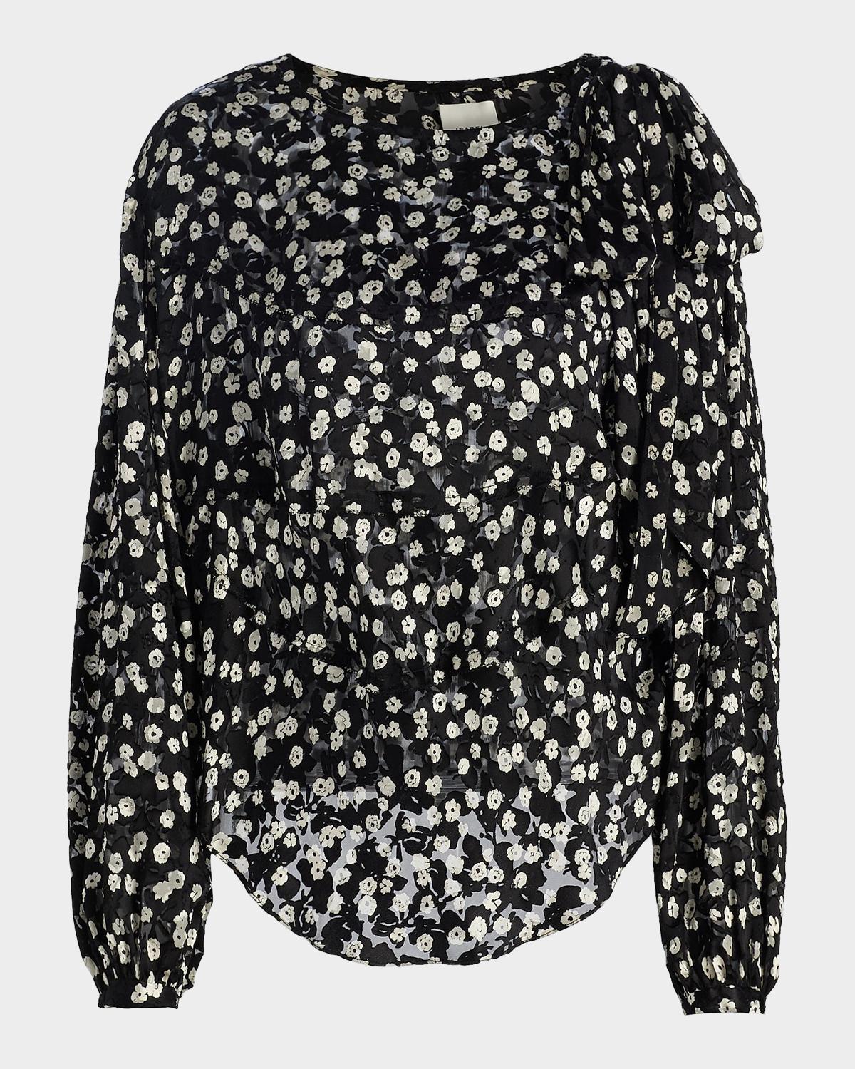 Isabel Marant Firma Floral Silk-Blend Blouse