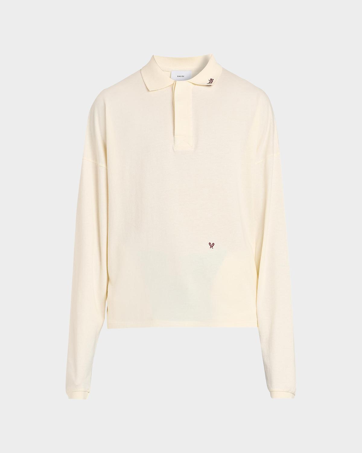 Rhude Men's Fontaine Oversized Long-Sleeve Polo Shirt