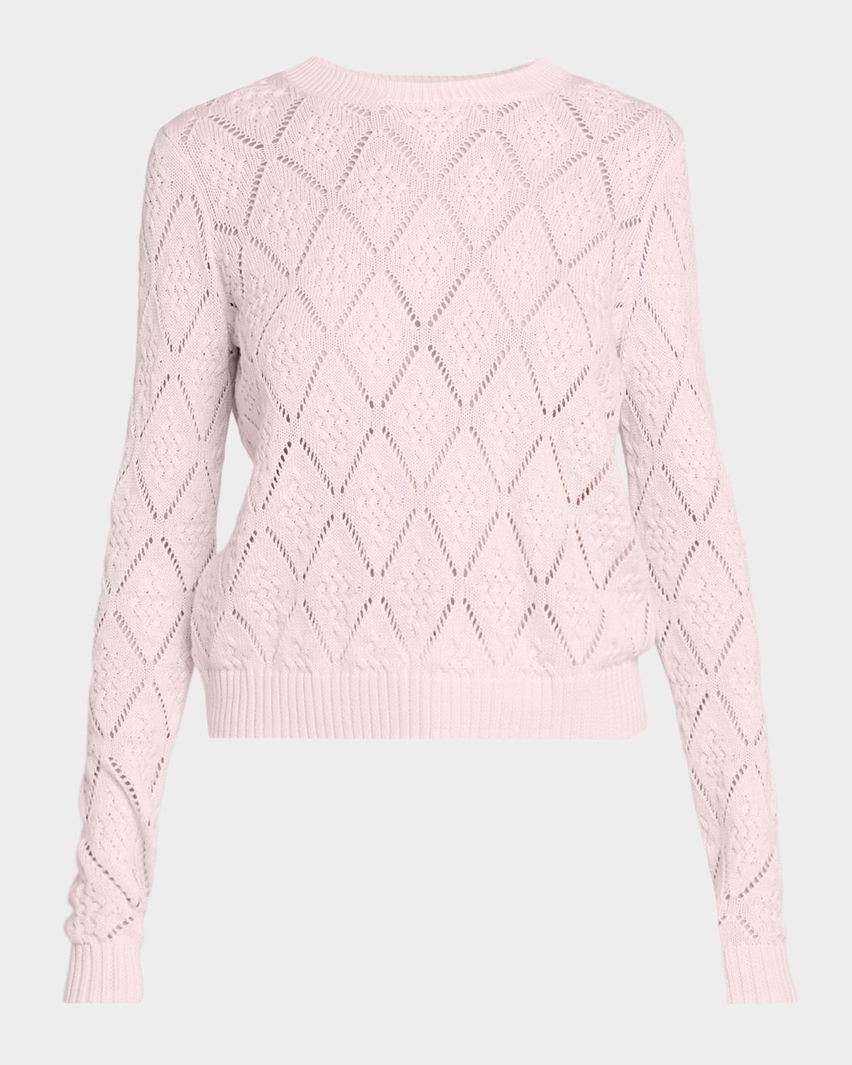 Autumn Cashmere Crewneck Diamond Stitch Cotton Sweater