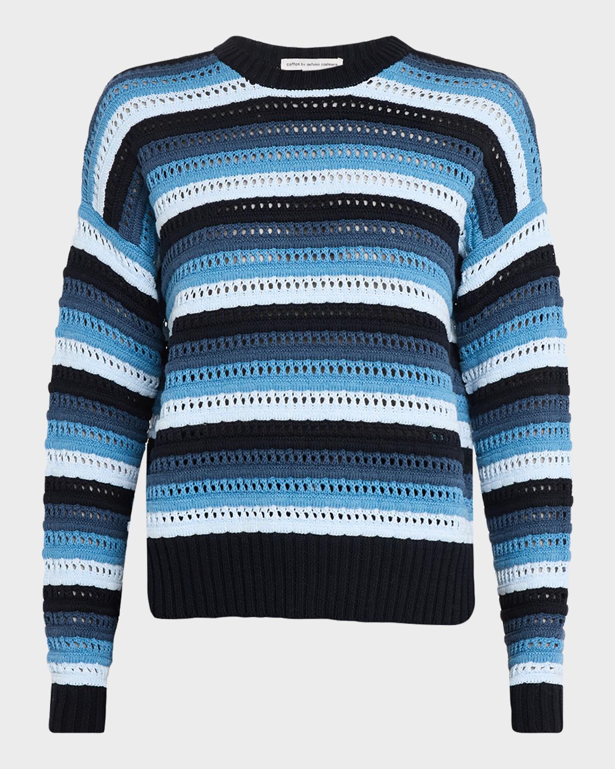 Autumn Cashmere Gradient Striped Pointelle Cotton Sweater