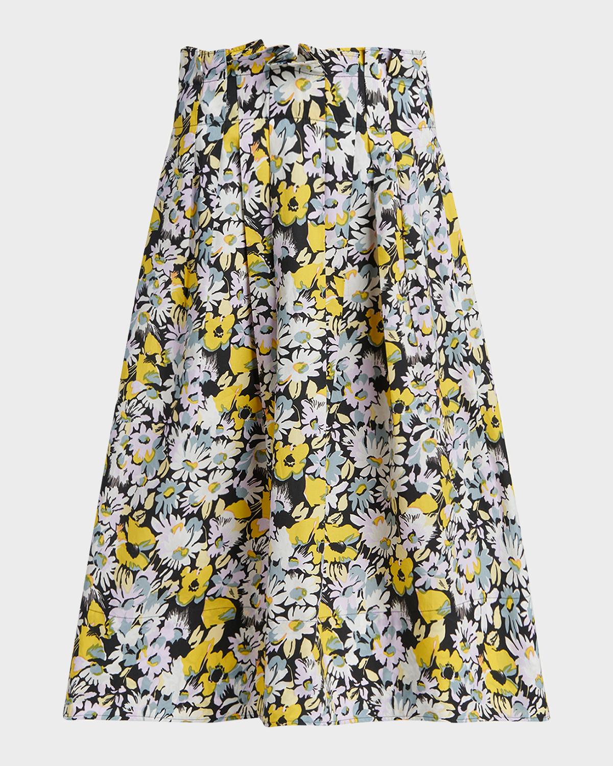 Floral Cotton Midi Skirt