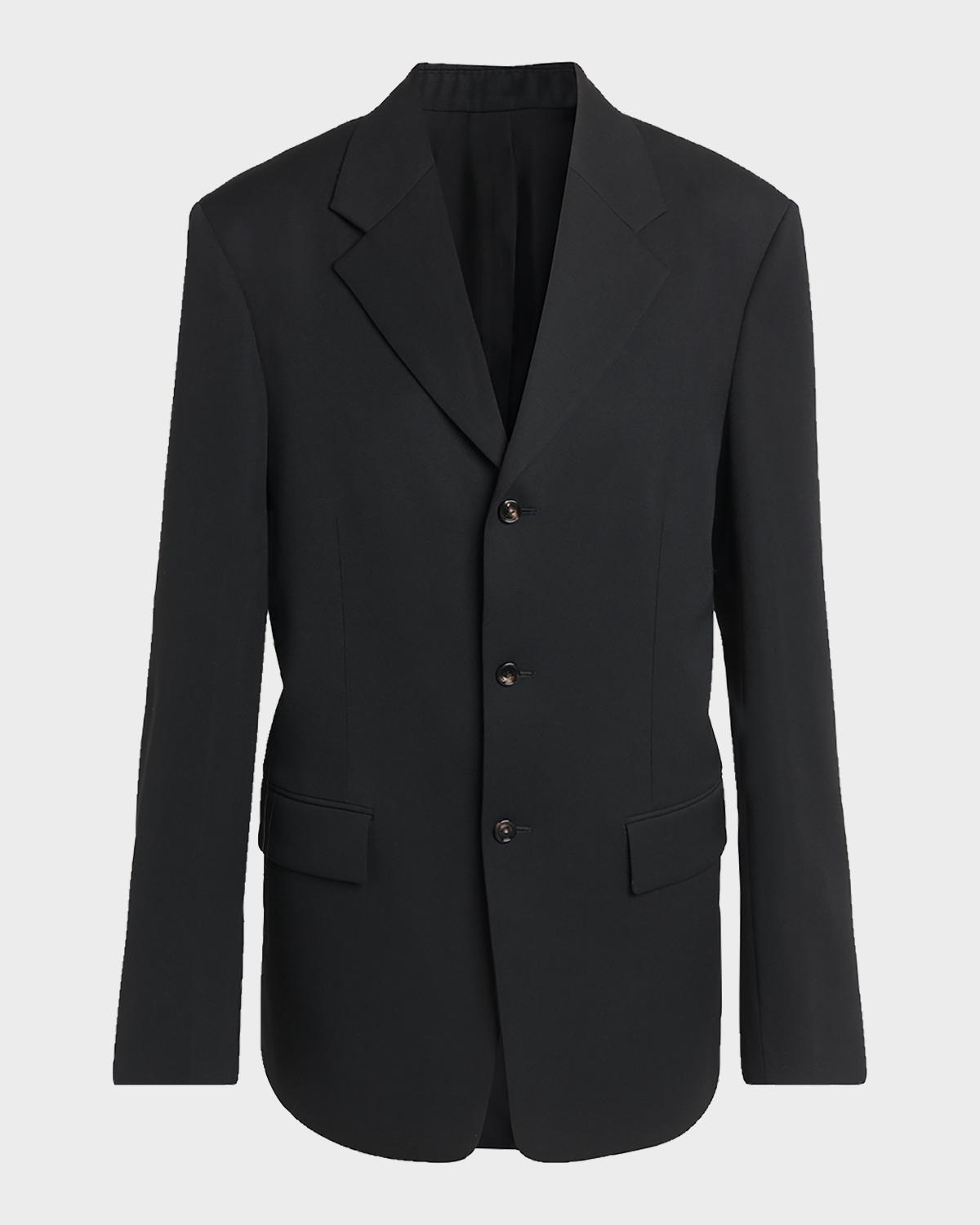 Oversized Single-Breasted Wool Blazer