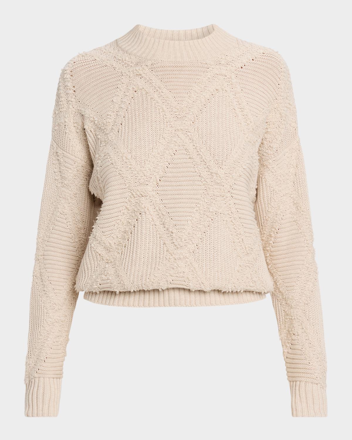 Autumn Cashmere Ribbed and Boucle Knit Diamond Sweater