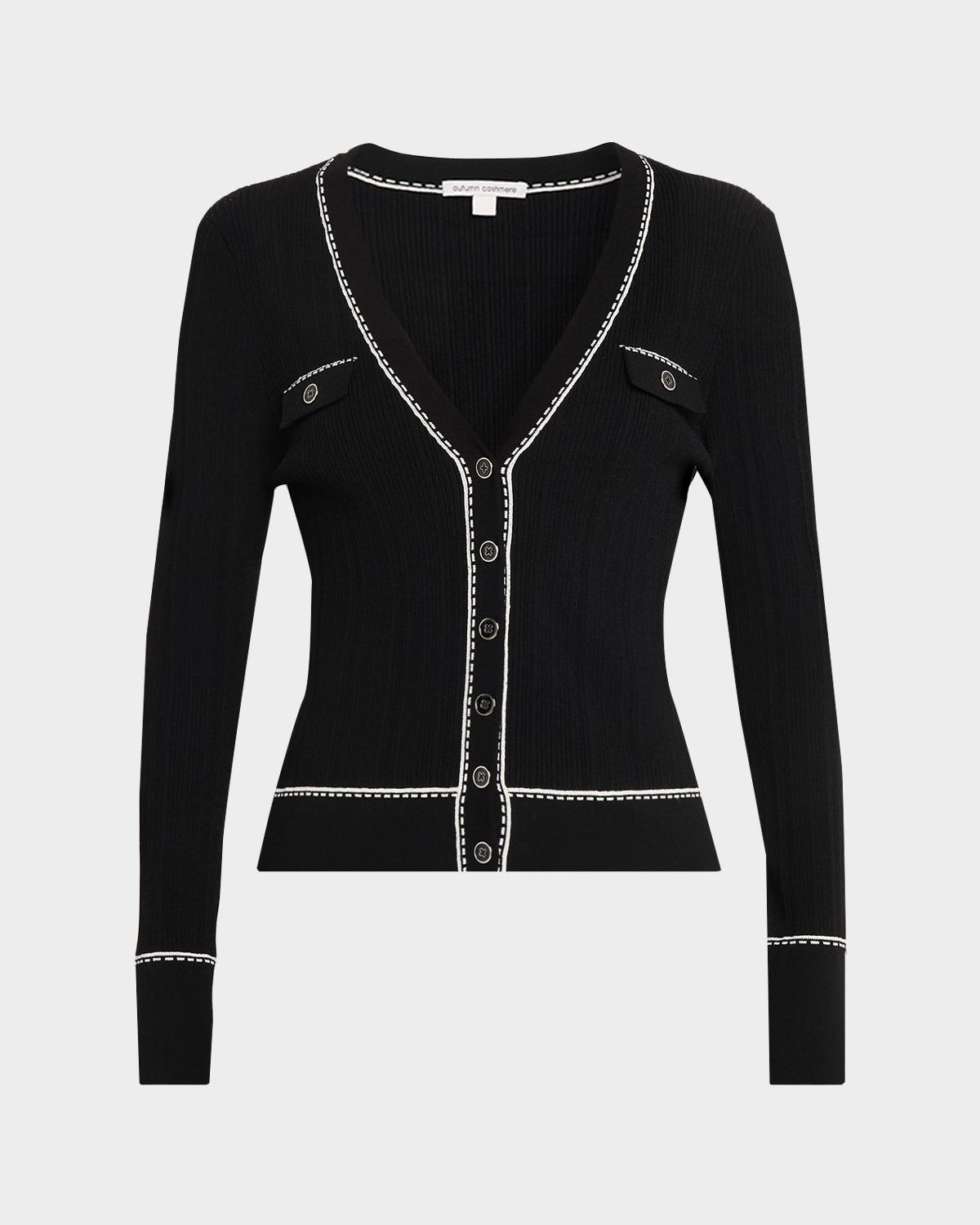 Autumn Cashmere Slim-Fit Rib Knit Cardigan