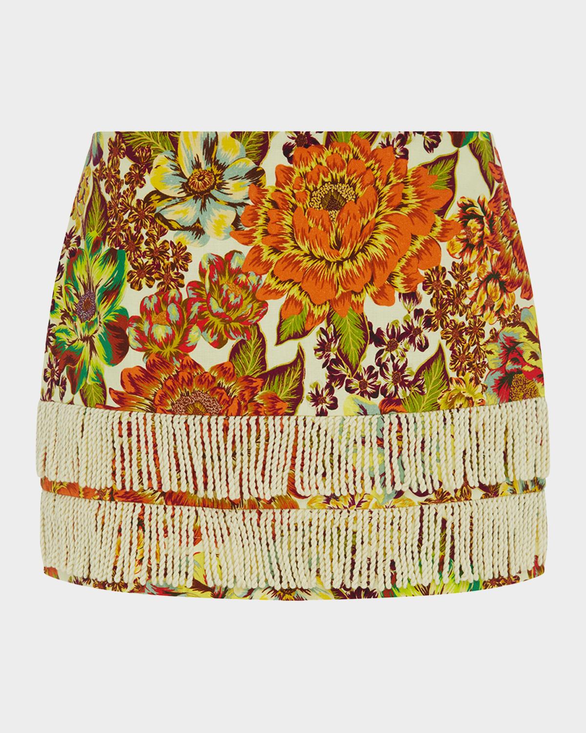 ALÉMAIS Lana Fringe-Trim Linen Mini Skirt