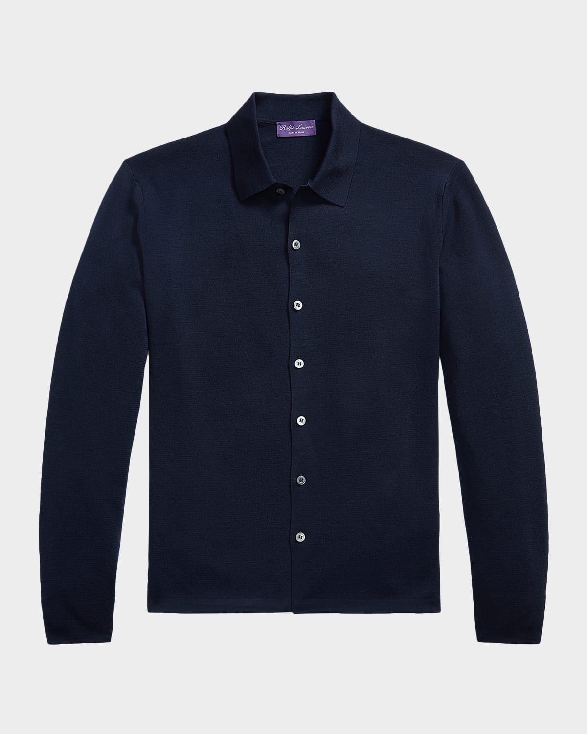 Ralph Lauren Purple Label Men 's Cotton Knit Button-Down Shirt