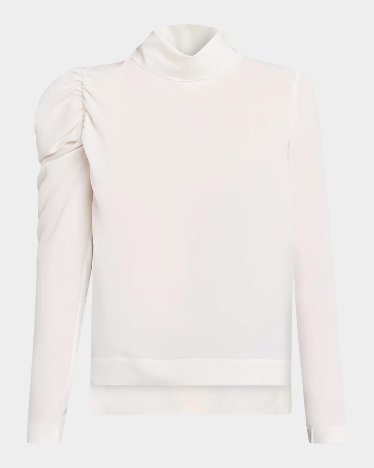 Dice Kayek Puff-Sleeve Silk Georgette High-Low Shirt