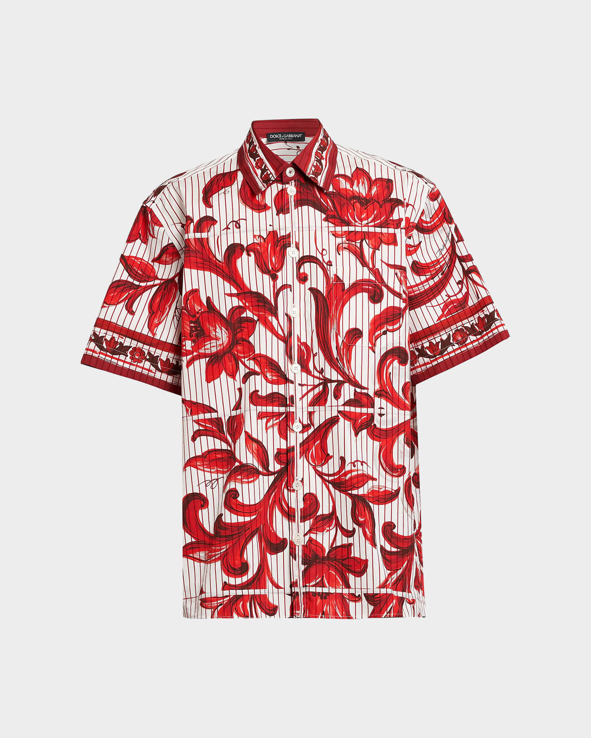 Dolce & Gabbana Men & Apos;s Majolica-print Short-sleeve Shirt