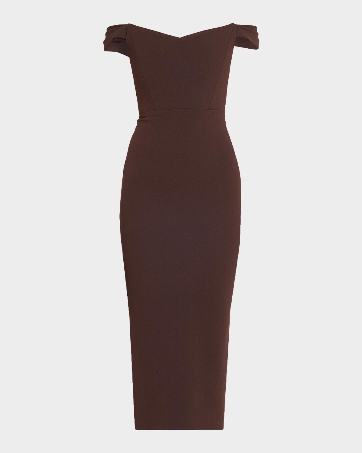 Alex Perry Off-Shoulder Dress in Stretch Crepe