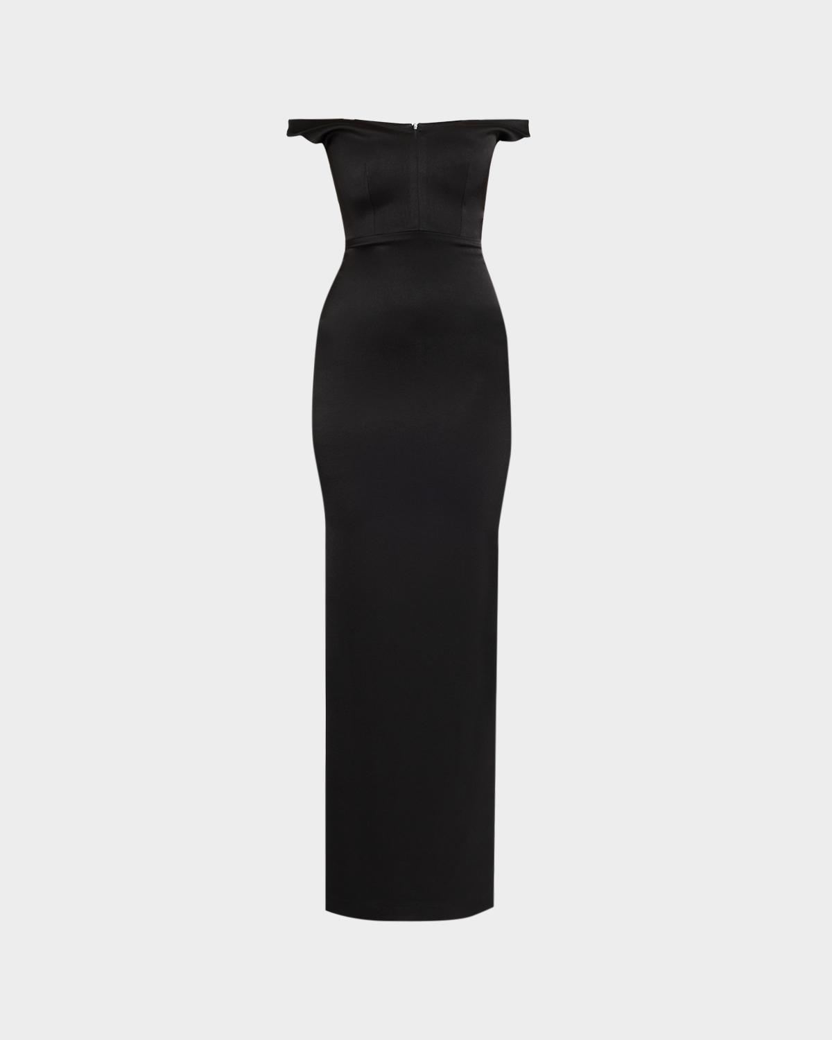 Alex Perry Off-The-Shoulder V-Neck Satin Crepe Gown