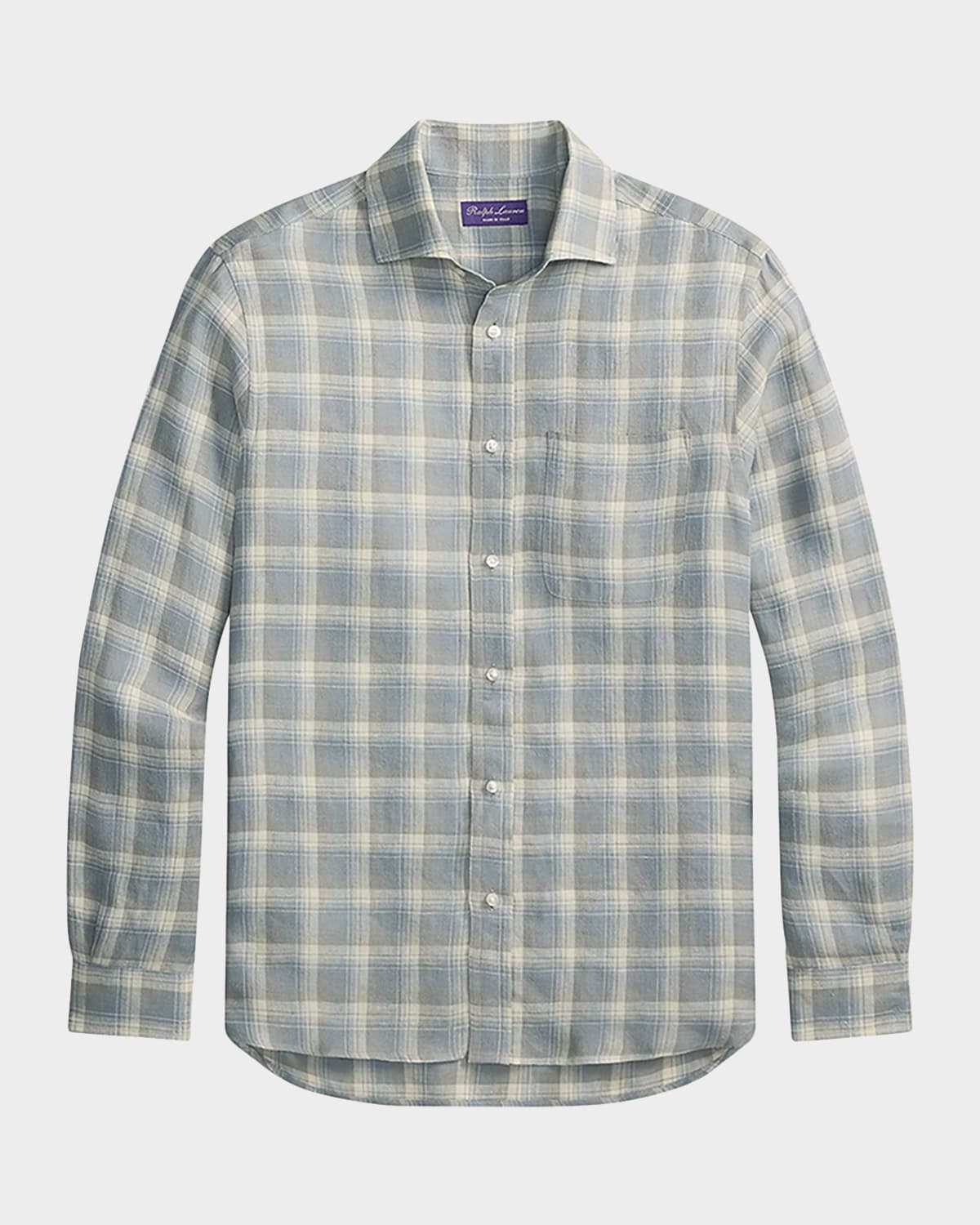 Ralph Lauren Men & Apos;s Twill Plaid Pocket Button-down Shirt In Grey
